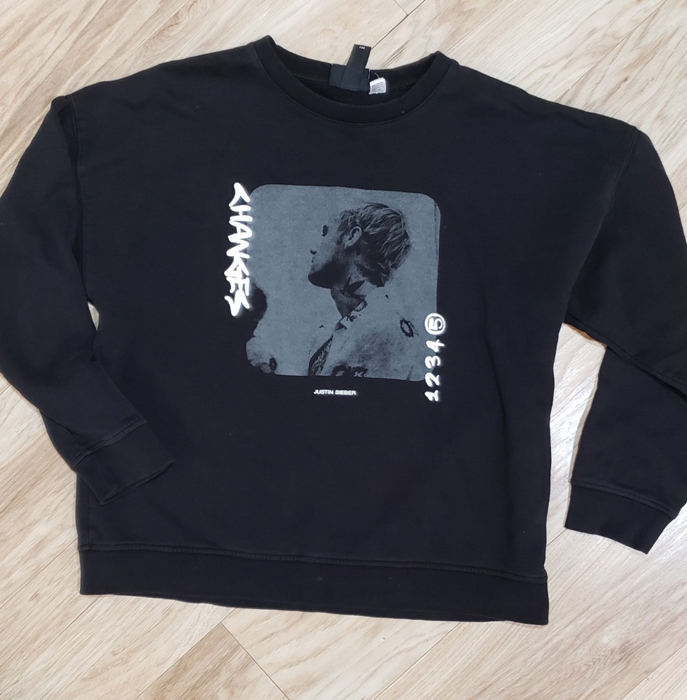 Christmas GiftJustin Bieber Changes Black Long Sleeve Crew Sweatshirt,adult L